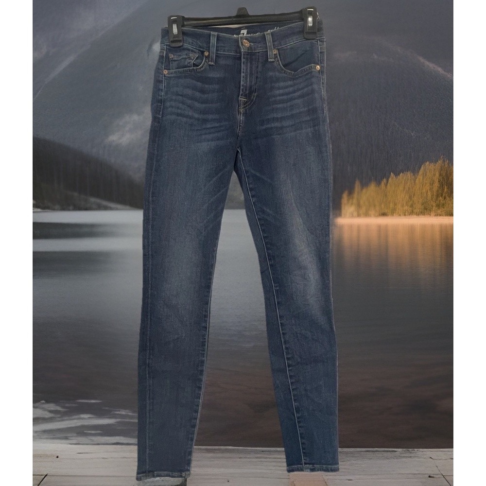 7 For All Mankind Jeans Womens 28 Blue Ankle Gwenevere Slim Stretch Denim